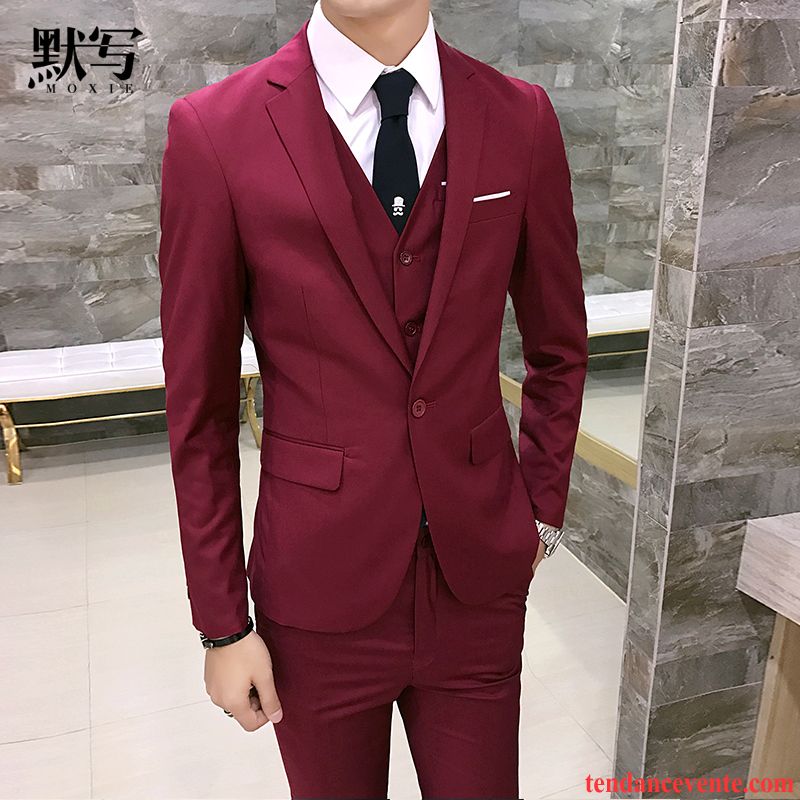 Costume Jeune Homme Professionnel Homme Slim Costume Robe Ensemble Chameau