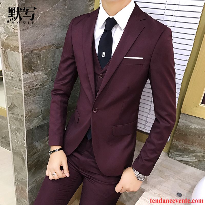 Costume Jeune Homme Professionnel Homme Slim Costume Robe Ensemble Chameau