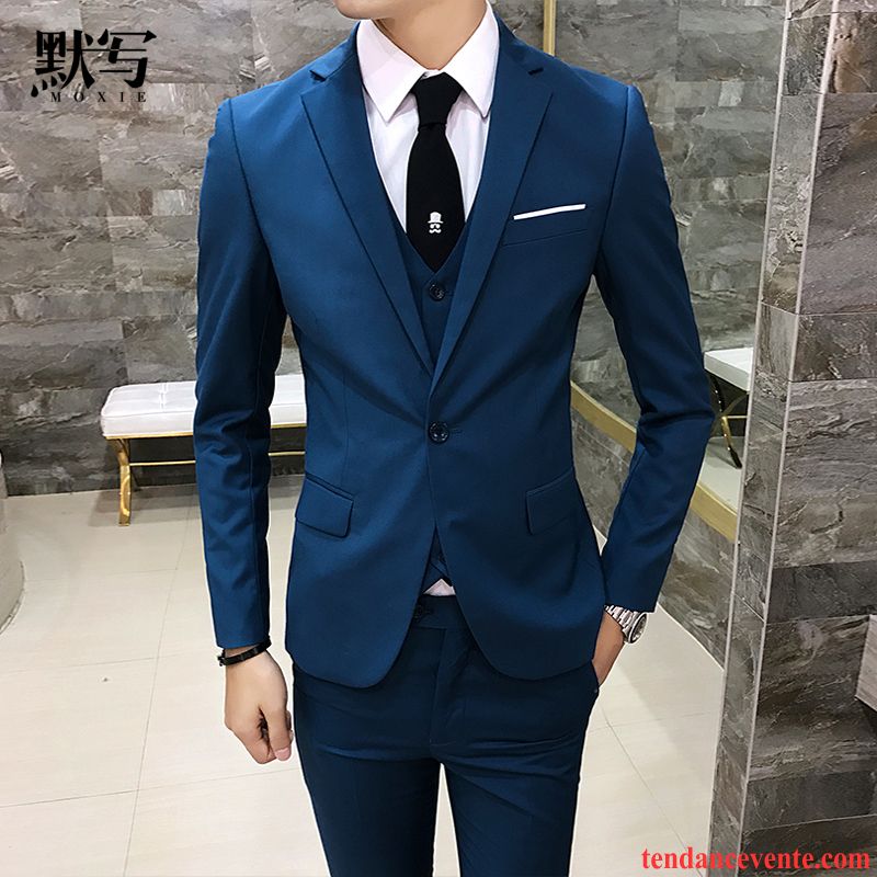 Costume Jeune Homme Professionnel Homme Slim Costume Robe Ensemble Chameau