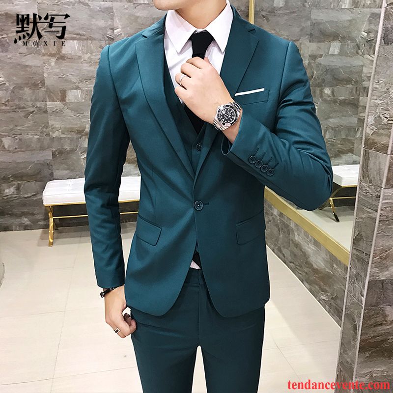 Costume Jeune Homme Professionnel Homme Slim Costume Robe Ensemble Chameau