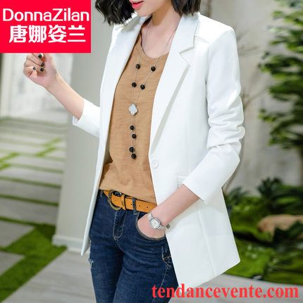 Costumes Blazer Femme Longue Décontractée Slim Tempérament Printemps Mode Blanc