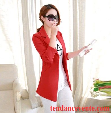 Costumes Blazer Femme Longue Pardessus Décontractée Printemps Slim Une Veste Pure Rose