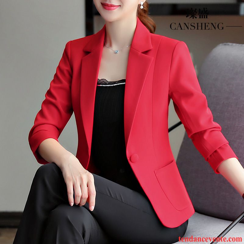 Costumes Blazer Femme Printemps L'automne Pardessus Court Noir Rouge