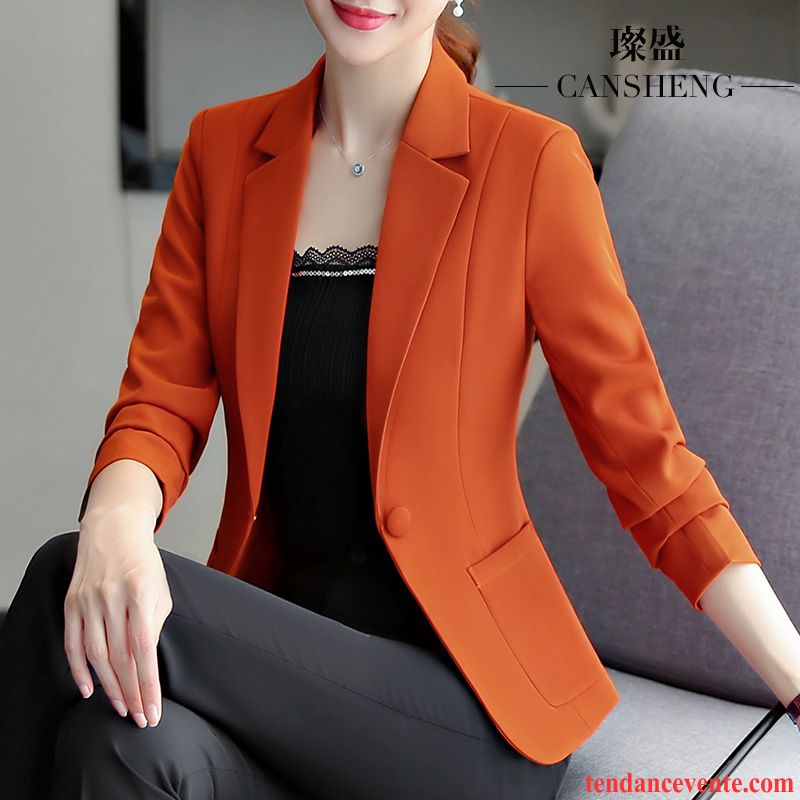 Costumes Blazer Femme Printemps L'automne Pardessus Court Noir Rouge