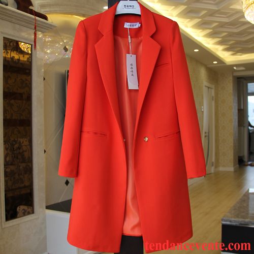 Costumes Blazer Femme Tous Les Assortis Longues Printemps Taillissime Mince Pardessus Rouge