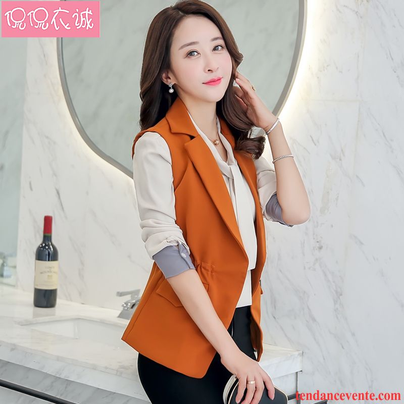 Costumes Blazer Femme Une Veste Nervurées Printemps Pardessus Gilet Slim Rose