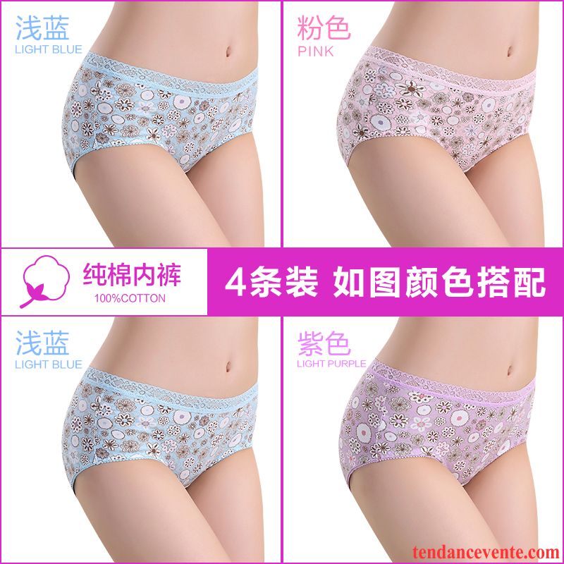 Cuir Sous-vêtements Femme Matelassé Sexy Coton Bio L'automne Dame Femme Dentelle Shorti Légère Hiver Violet Pas Cher