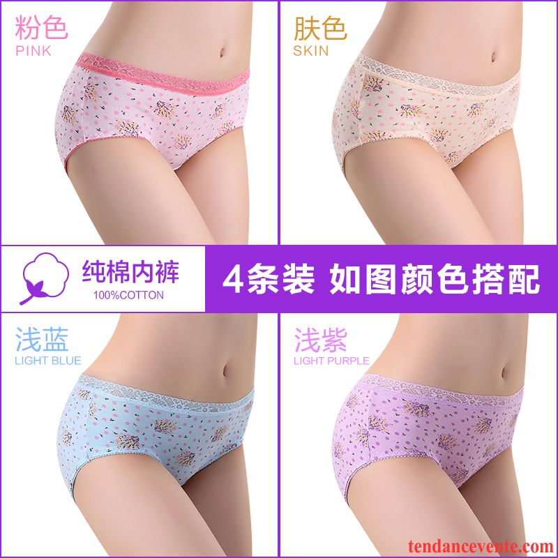 Cuir Sous-vêtements Femme Matelassé Sexy Coton Bio L'automne Dame Femme Dentelle Shorti Légère Hiver Violet Pas Cher