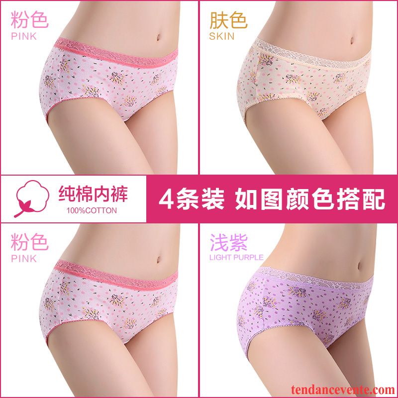 Cuir Sous-vêtements Femme Matelassé Sexy Coton Bio L'automne Dame Femme Dentelle Shorti Légère Hiver Violet Pas Cher