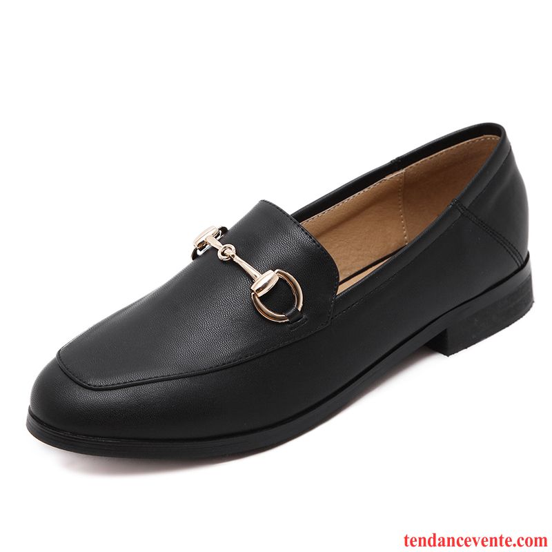 Derbies A Pompon Femme Plates Étudiant Printemps Angleterre Mocassins Femme Décontractée Slip-on Tous Les Assortis Vent D'université Brun Pas Cher