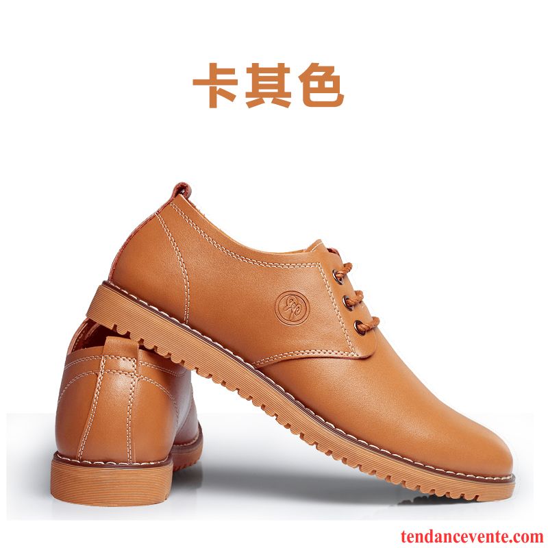 Derbies Blanches Plates Homme Entreprise Cuir Véritable Homme Décontractée Augmenté Printemps Tendance Angleterre Jaune