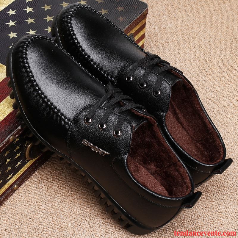 Derbies Camarguaises Angleterre Homme Décontractée Chauds Chaussures En Coton Plus De Velours Hiver Entreprise Semelle Doux Basse Rouge Pas Cher