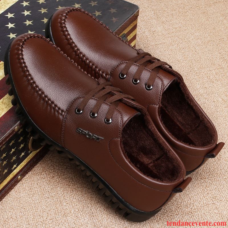 Derbies Camarguaises Angleterre Homme Décontractée Chauds Chaussures En Coton Plus De Velours Hiver Entreprise Semelle Doux Basse Rouge Pas Cher