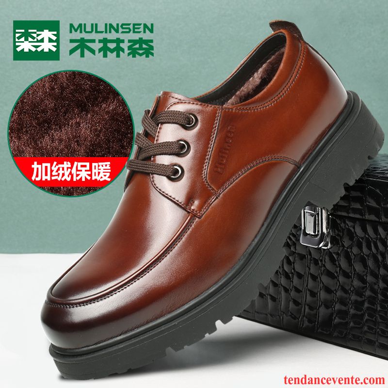 Derbies Cuir Homme Pas Cher Jeunesse Cuir Véritable Homme Tendance Angleterre Printemps Entreprise Augmenté Semelle Épaisse Laçage Marine