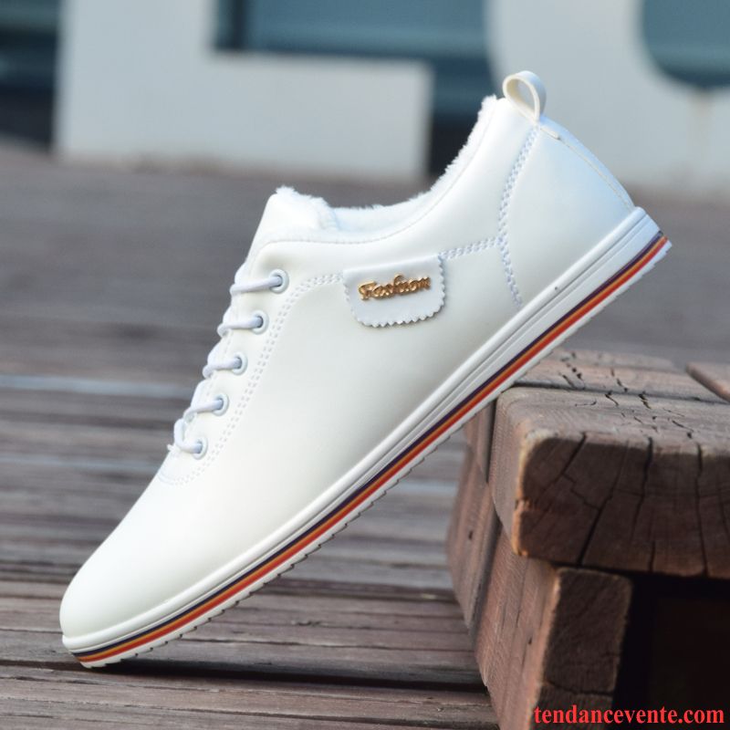 Derbies Cuir Noires Plates Décontractée Chaussures De Skate Hiver Blanc L'automne Jeunesse Homme Tendance Sport Soldes