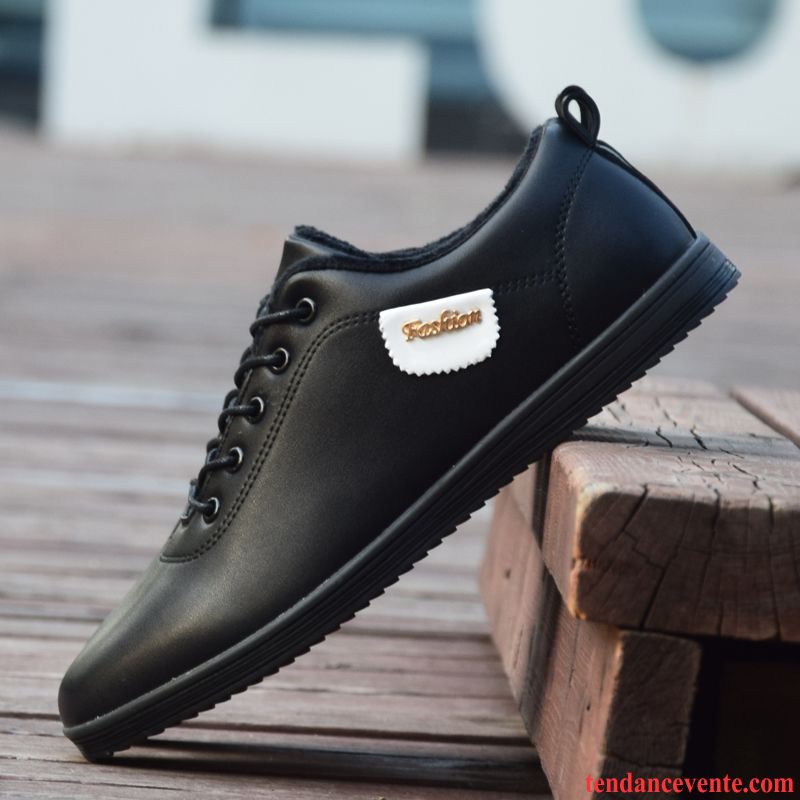 Derbies Cuir Noires Plates Décontractée Chaussures De Skate Hiver Blanc L'automne Jeunesse Homme Tendance Sport Soldes