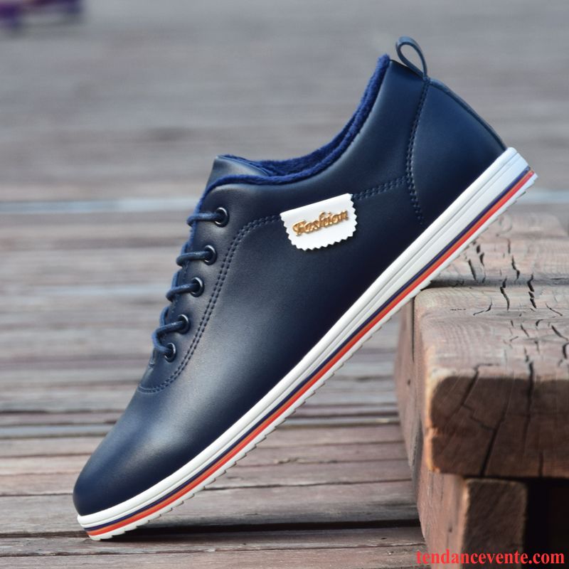 Derbies Cuir Noires Plates Décontractée Chaussures De Skate Hiver Blanc L'automne Jeunesse Homme Tendance Sport Soldes