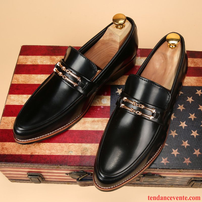 Derbies Cuir Noires Plates Pompon Homme Mode Décontractée Jeunesse Tendance Pointe Pointue L'automne Angleterre Marron