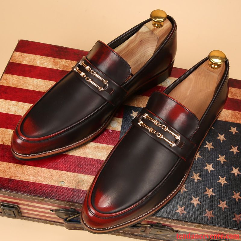 Derbies Cuir Noires Plates Pompon Homme Mode Décontractée Jeunesse Tendance Pointe Pointue L'automne Angleterre Marron