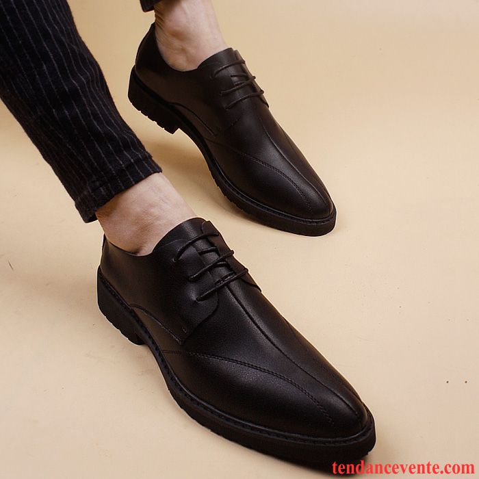 Derbies D Hiver Homme Décontractée Mode Cuir Véritable L'automne Homme Augmenté Pointe Pointue Noir Hiver Tendance Respirant Entreprise Pas Cher