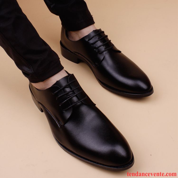 Derbies D Hiver Homme Décontractée Mode Cuir Véritable L'automne Homme Augmenté Pointe Pointue Noir Hiver Tendance Respirant Entreprise Pas Cher