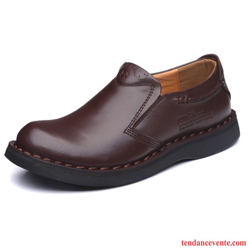 Derbies De Cuir Pour Homme L'automne Cuir Véritable Entreprise Décontractée Bureau Laçage Homme Basse Rouge Semelle Épaisse De Plein Air Gros Gris Pas Cher