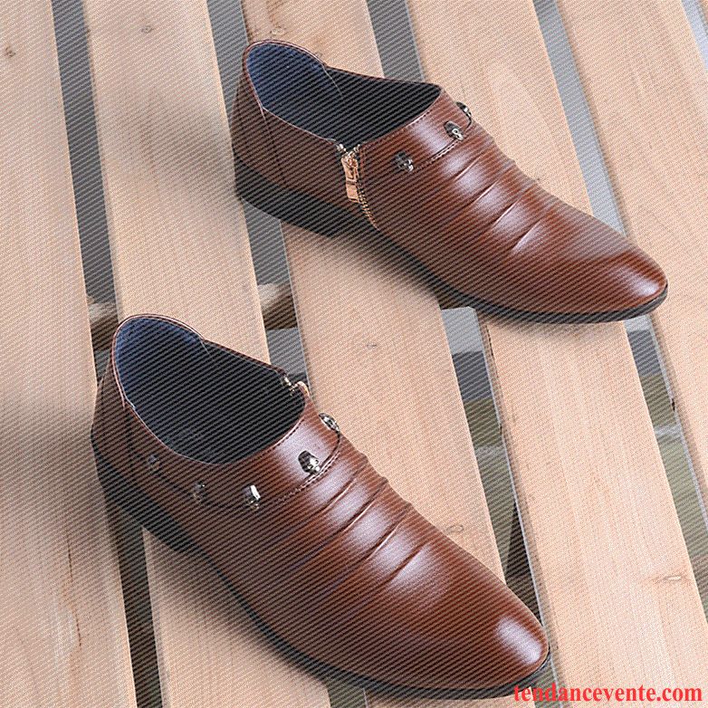 Derbies De Vente De Chaussures Décontractée Pointe Pointue Tendance Entreprise Homme Angleterre Fermeture Éclair