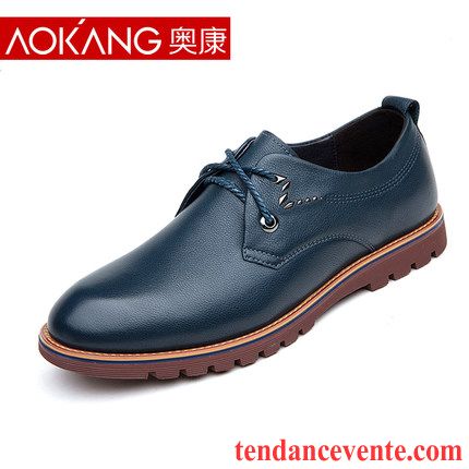 Derbies En Cuir Homme Pas Cher Décontractée Homme Printemps Angleterre Cuir Véritable Jeunesse Semelle Doux Tendance Azur