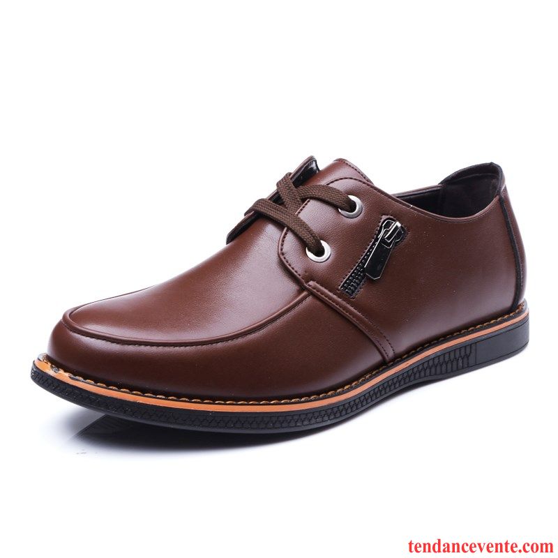 Derbies En Cuir Marron Décontractée Printemps Entreprise Bout Rond Mode Laçage Livraison Gratuite L'automne Tendance Homme Basse Bisque