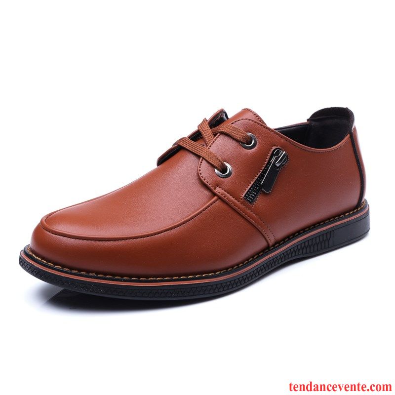 Derbies En Cuir Marron Décontractée Printemps Entreprise Bout Rond Mode Laçage Livraison Gratuite L'automne Tendance Homme Basse Bisque