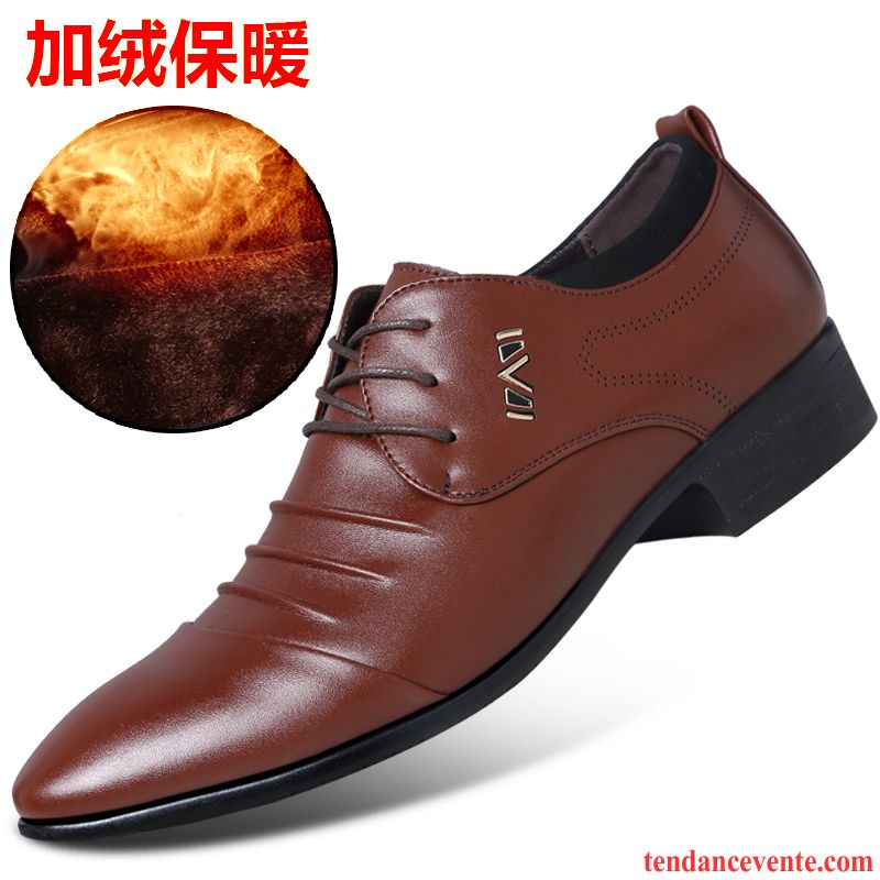 Derbies En Cuir Pour Homme Entreprise Pointe Pointue Hiver Décontractée Homme Printemps Angleterre Tendance Jeunesse Or Pas Cher