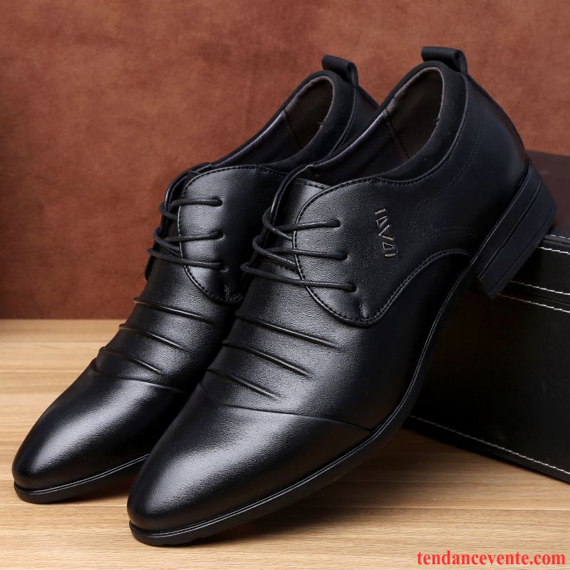 Derbies En Cuir Pour Homme Entreprise Pointe Pointue Hiver Décontractée Homme Printemps Angleterre Tendance Jeunesse Or Pas Cher