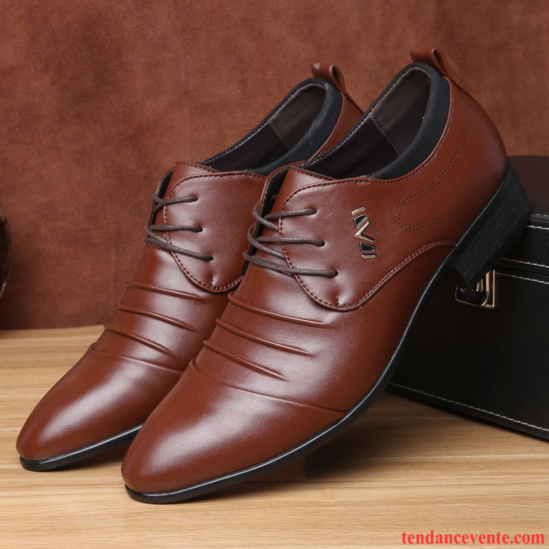 Derbies En Cuir Pour Homme Entreprise Pointe Pointue Hiver Décontractée Homme Printemps Angleterre Tendance Jeunesse Or Pas Cher