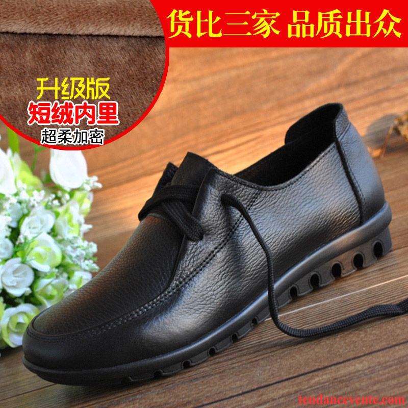 Derbies Femme Cuir Printemps Laçage Femme L'automne Confortable Plates Décontractée Cuir Véritable Antidérapant Semelle Doux Pierre