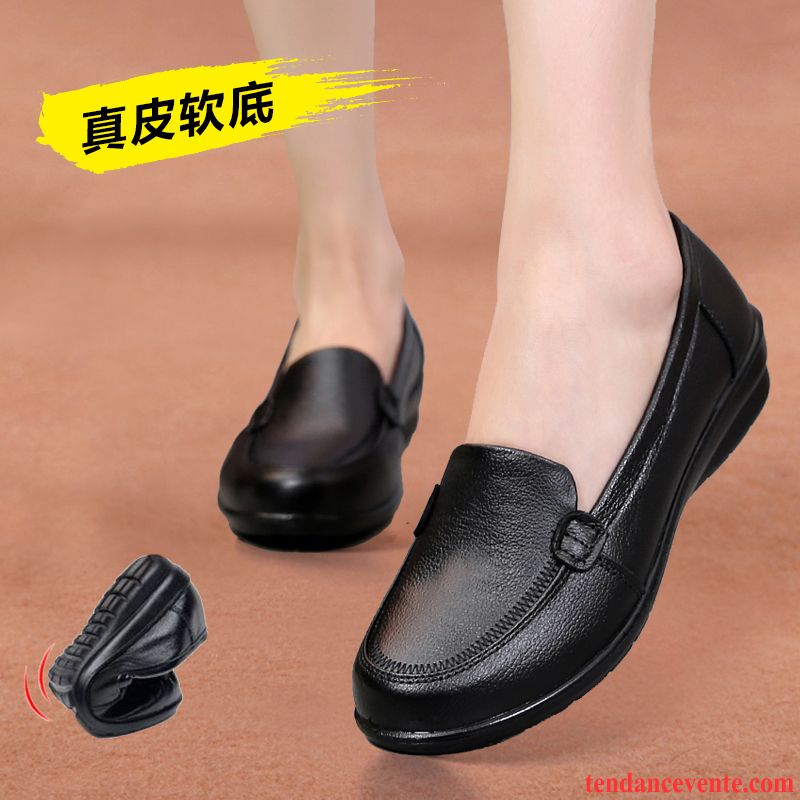 Derbies Femme Daim Noir Femme Offre Spéciale Printemps Antidérapant Cuir Véritable Semelle Doux L'automne Flats