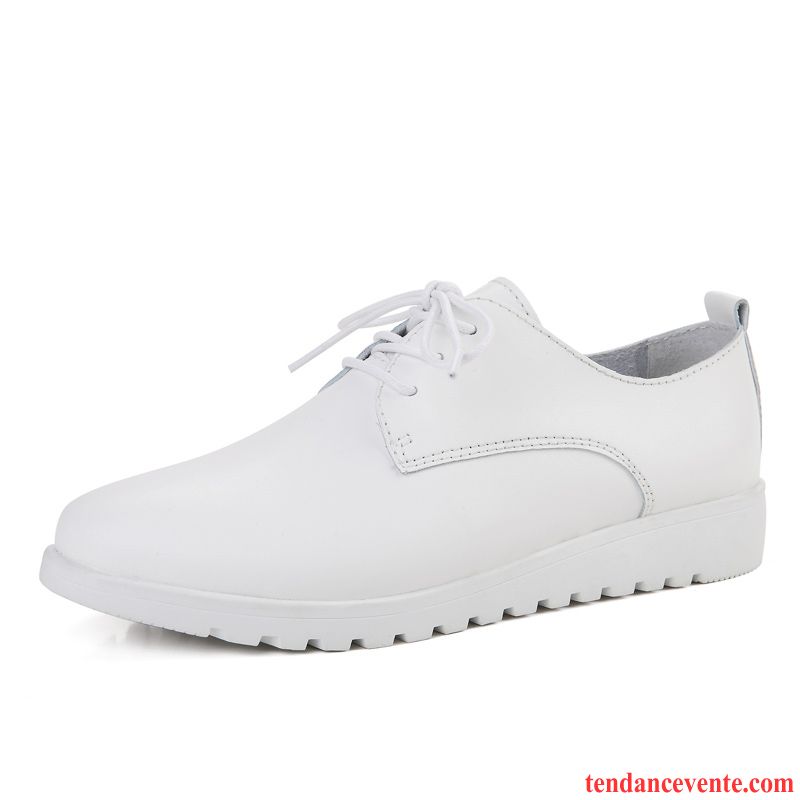 Derbies Femme Nubuck Femme Flats Cuir Véritable Blanc Plates Angleterre Chaussures De Skate L'automne Printemps Décontractée