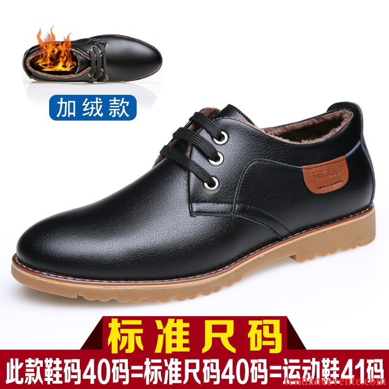 Derbies Fourrées Homme Entreprise Jeunesse Hiver Chaussures En Coton Tendance Homme Semelle Oxford Plus De Velours Décontractée