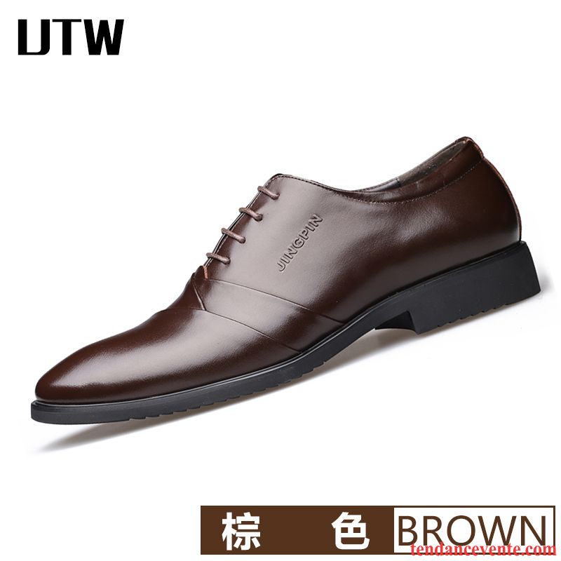 Derbies Hautes Cuir Homme Homme Pointe Pointue Laçage Angleterre Cuir Véritable Décontractée Printemps Respirant Entreprise Lavande