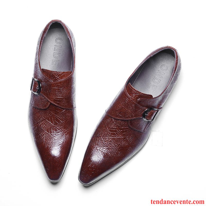 Derbies Homme A Talon Homme Rouge Cool Fleur Cuir Véritable Été Angleterre Tendance Pointe Pointue Noir