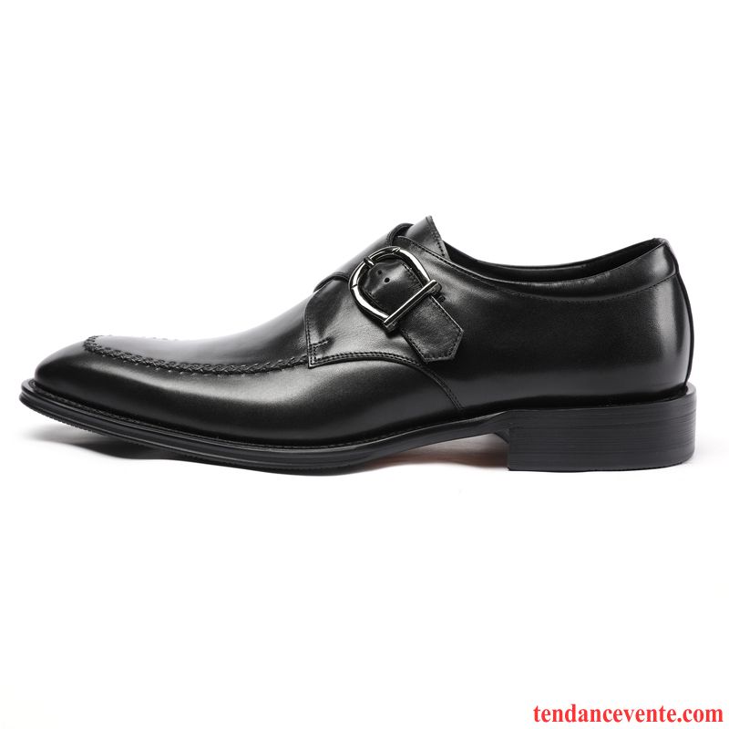 Derbies Homme Angleterre Mode Jeunesse Décontractée Cuir Véritable Tendance Noir