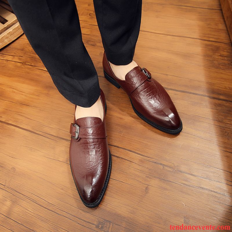 Derbies Homme Augmenté Cuir Véritable Chaussures De Mariage Angleterre Tendance Crocodile Noir