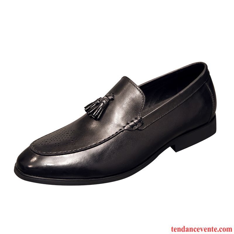 Derbies Homme Cuir Pompon Pointe Pointue Tous Les Assortis Tendance Décontractée Brun