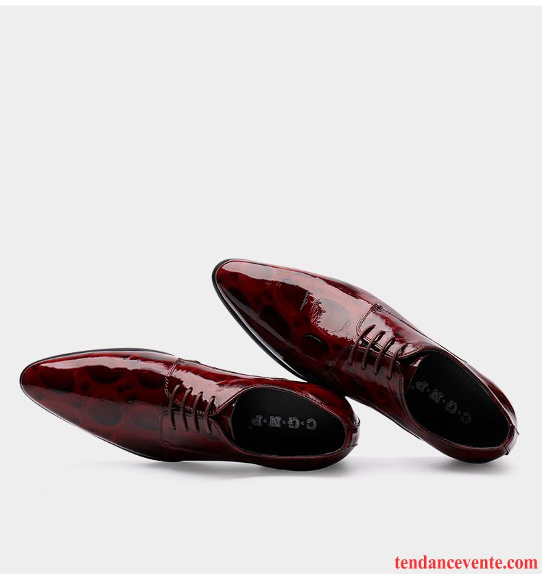 Derbies Homme Cuir Talon Fleur Pointe Pointue Cuir Verni Rouge Laçage Cuir Véritable Homme Tendance Entreprise En Cuir Chaussures De Mariage Chameau Pas Cher