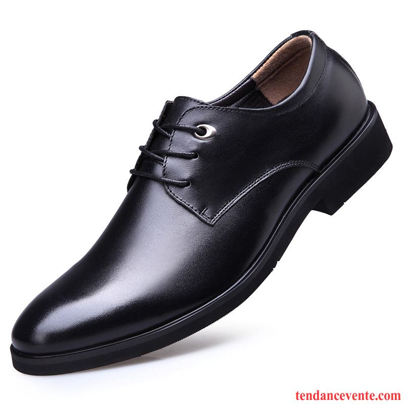 Derbies Homme Cuir Talon Homme Tendance Cuir Verni Printemps Augmenté Entreprise Angleterre Pointe Pointue Noir Brun