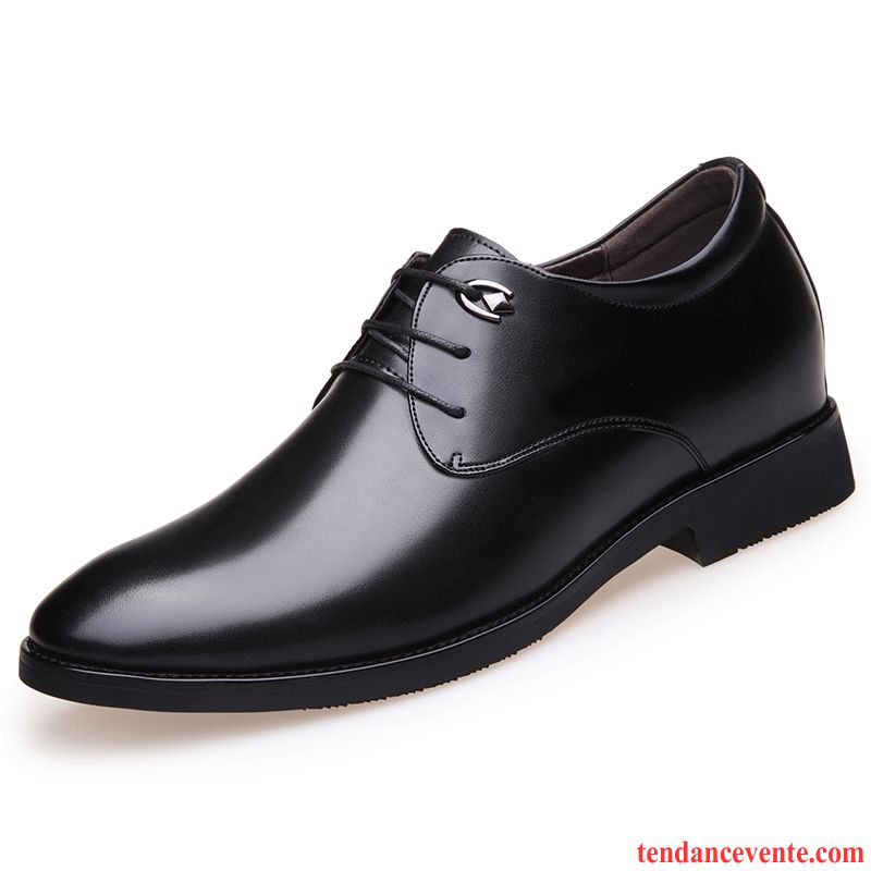 Derbies Homme Cuir Talon Homme Tendance Cuir Verni Printemps Augmenté Entreprise Angleterre Pointe Pointue Noir Brun