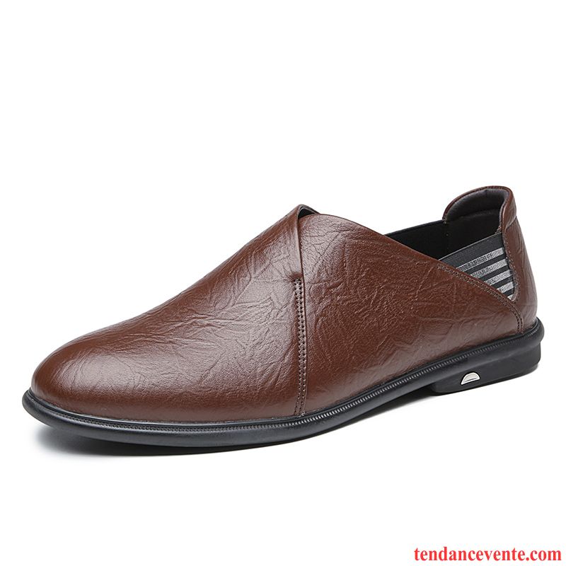 Derbies Homme Cuir Véritable Jeunesse Tous Les Assortis Tendance Décontractée Respirant Marron