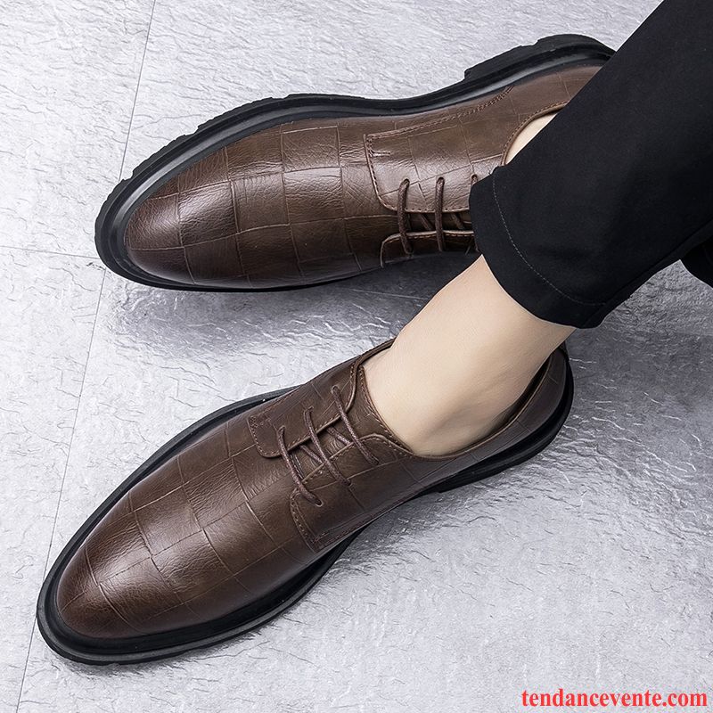 Derbies Homme Cuir Véritable Tendance Entreprise Angleterre Augmenté Hiver Noir