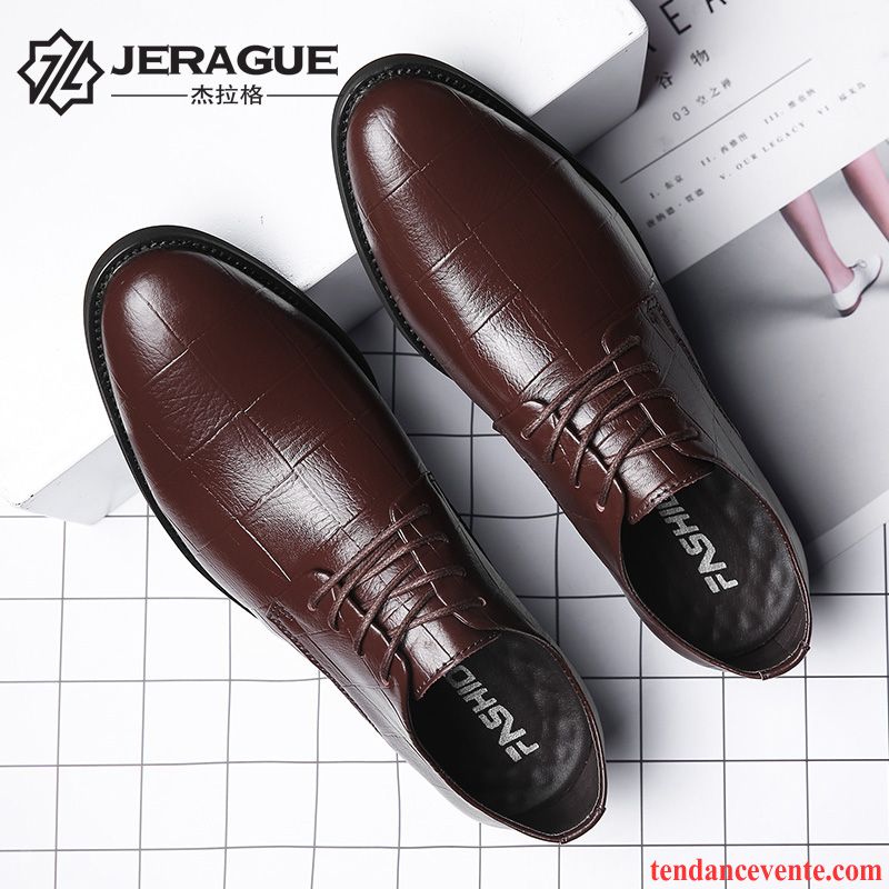 Derbies Homme Cuir Véritable Travailler Hiver Décontractée Angleterre Entreprise Noir