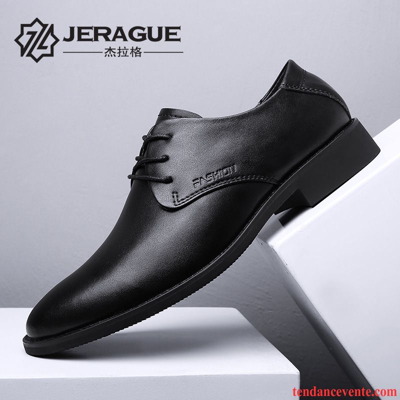 Derbies Homme Cuir Véritable Travailler Hiver Décontractée Angleterre Entreprise Noir