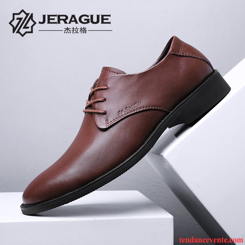 Derbies Homme Cuir Véritable Travailler Hiver Décontractée Angleterre Entreprise Noir